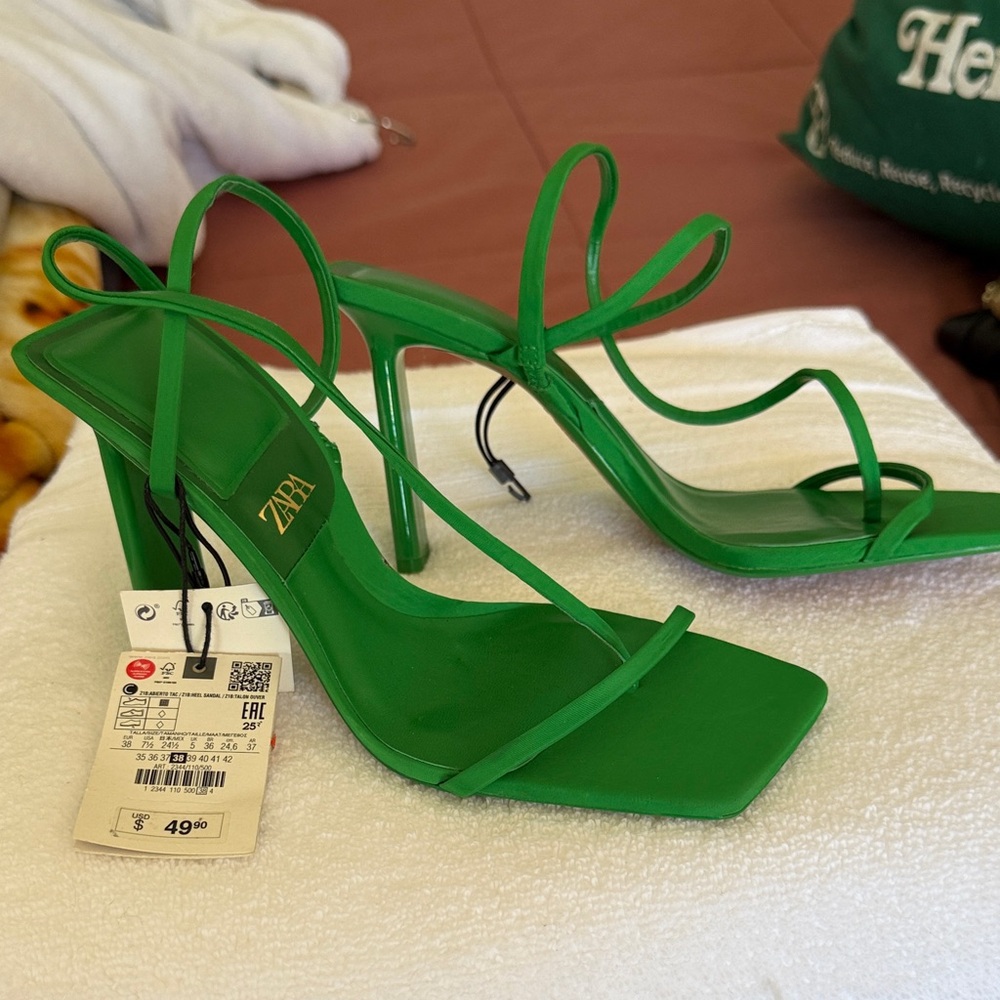 Zara Emerald Strappy Heels